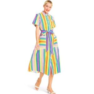 Christopher John Rogers X Target Rainbow Striped Shirtdress size 12